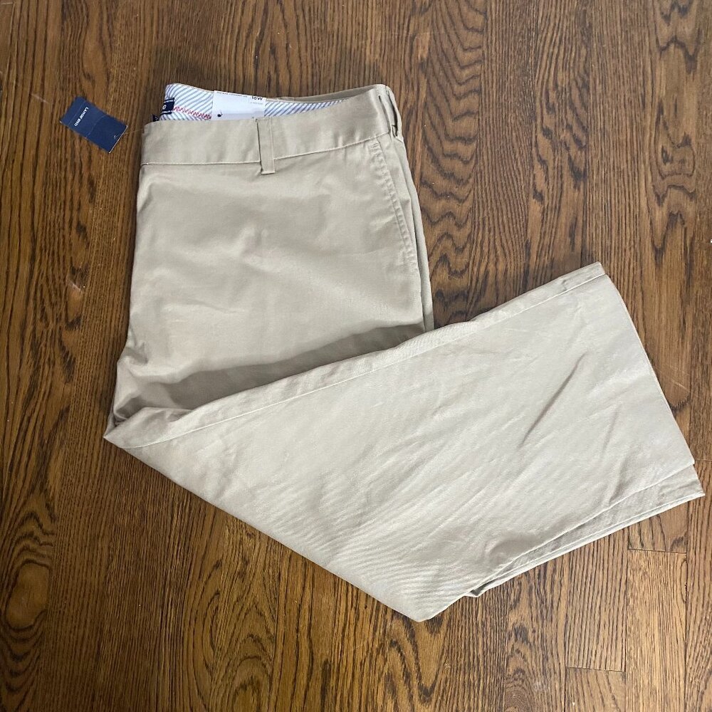 Lands End Mid Rise Straight Leg khaki cropped pants 18W NEW